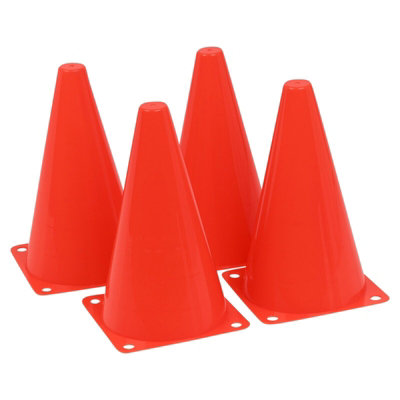 URBNLIVING 19cm Height Orange 4Pcs Safety Training Cones Set Sports Football Running Construction Markers