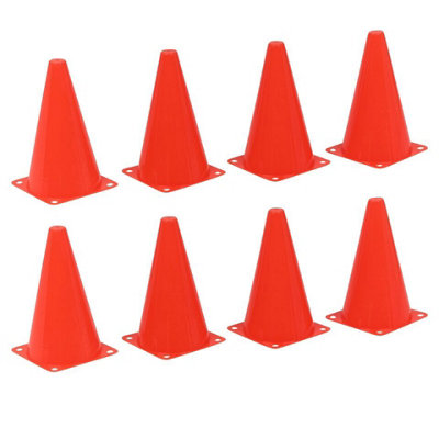 URBNLIVING 19cm Height Orange 8Pcs Safety Training Cones Set Sports Football Running Construction Markers