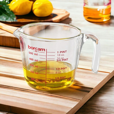 URBNLIVING 1L Clear Glass Measuring Mixing Jug in ML Oz for Pints Kitchen Cooking Baking