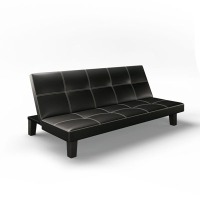 URBNLIVING 2/3 Seater Black-PVC Folding Sofa Bed Upholstered Couch ...