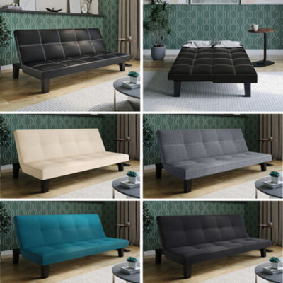 URBNLIVING 2/3 Seater Cream-PVC Folding Sofa Bed Upholstered Couch ...