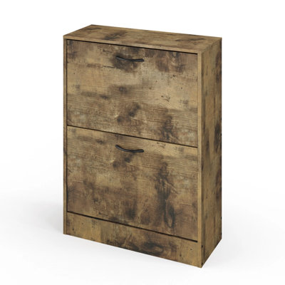 URBNLIVING 2 Drawer Ancient wood Shoe Cabinet Cupboard Rack Storage ...