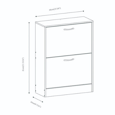 URBNLIVING 2 Drawer Ancient wood Shoe Cabinet Cupboard Rack Storage ...