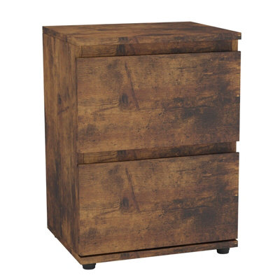URBNLIVING 2 Drawer Rustic Brown Carcass with Rustic Brown Drawers ...