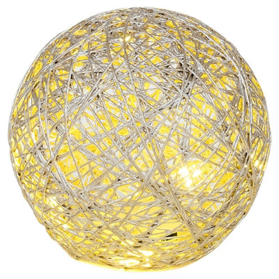 URBNLIVING 2 Pcs LED Light Up Christmas Balls Gold Glitter Ornament Warm Fairy Lights Home Decor