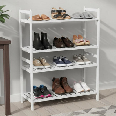 URBNLIVING 2 Tier Bamboo Shoe Rack Stackable Multi Level Shoe Storage ...
