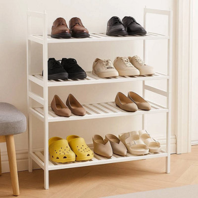 URBNLIVING 2 Tier Bamboo Shoe Rack Stackable Multi Level Shoe Storage ...