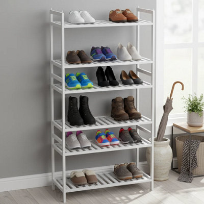 URBNLIVING 2 Tier Bamboo Shoe Rack Stackable Multi Level Shoe Storage ...