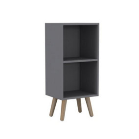 URBNLIVING 2 Tier Grey Wooden Storage Cube Bookcase Scandinavian Style Pine Legs Living Room Bedroom