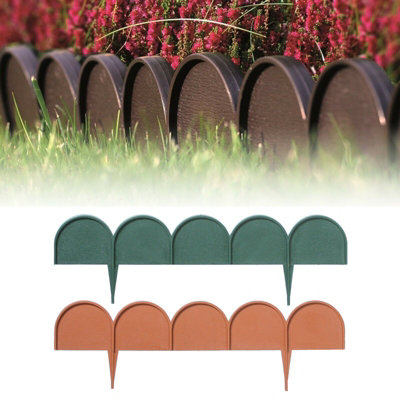 URBNLIVING 20 Plastic Terracotta Flexible Garden Line Grass Interlock Lawn Border Panel Wall Fences Edge