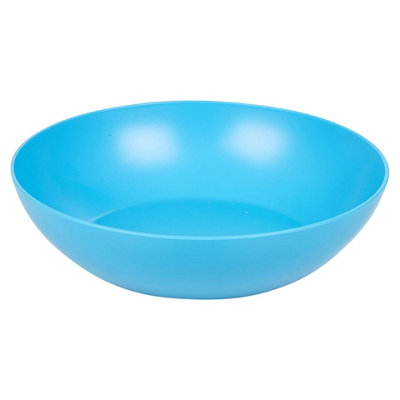 URBNLIVING 20cm Diameter 6 Pcs Blue Colour High Quality Deep Round Reusable Solid Colour Plastic Dinner & Picnic Plates
