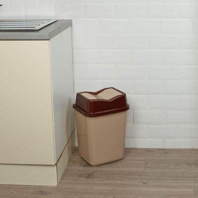 URBNLIVING 20L Cappuccino Colour Plastic Waste Recycling Bin With Butterfly Lid for Kitchen or Office