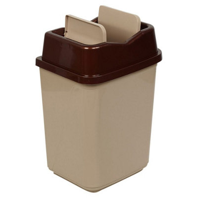 URBNLIVING 20L Cappuccino Colour Plastic Waste Recycling Bin With Butterfly Lid for Kitchen or Office
