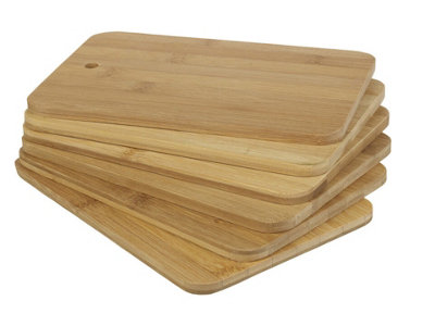 URBNLIVING 21cm Height 6pcs Bamboo Chopping Cutting Slicing Boards With Display Stand Fruit Vegetable