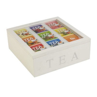 URBNLIVING 22.5 Width Wooden MDF Tea Box 9 Section Clear Lid ...
