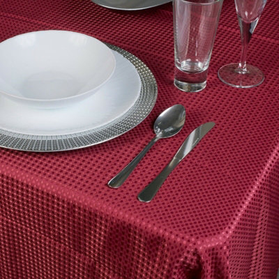 URBNLIVING 220cm Damask Floral Jacquard Tablecloths Rectangle Burgundy Oblong Table Cloth Tableware Dining