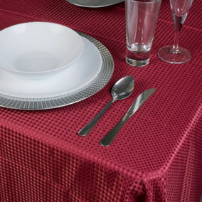 URBNLIVING 220cm Damask Floral Jacquard Tablecloths Rectangle Burgundy Oblong Table Cloth Tableware Dining