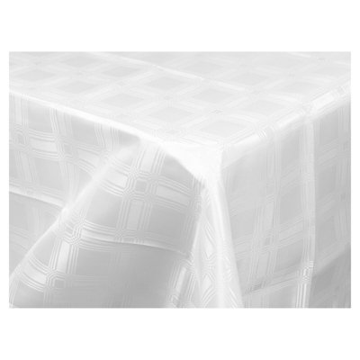 URBNLIVING 220cm Decorative Damask Rectangle Tablecloths Covers White Oblong Tableware Dinning Decor