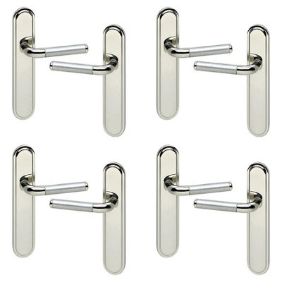 URBNLIVING 220mm Length 8 Pcs Vienna Metal & Polished Nickel Lever Latch Door Plain Handle Set