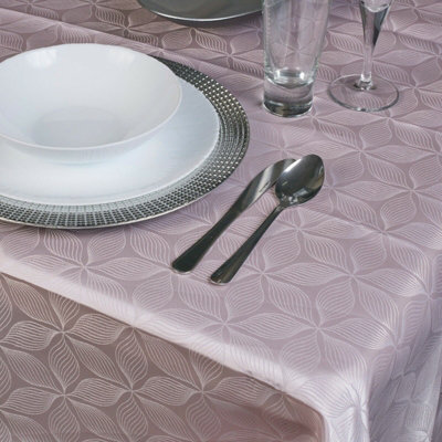 URBNLIVING 220x150cm Damask Floral Jacquard Tablecloths Pink Rectangle Oblong Table Cloth Tableware Dining