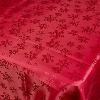 URBNLIVING 220x150cm Damask Floral Jacquard Tablecloths Red Snowflake Rectangle Oblong Table Cloth Tableware Dining