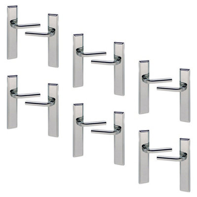 URBNLIVING 221mm Length 12 Pcs Westminster Metal & Polished Nickel Lever Latch Door Plain Handle Set