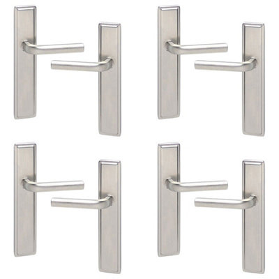 URBNLIVING 221mm Length 8 Pcs Westminster Metal & Satin Nickel Lever Latch Door Plain Handle Set