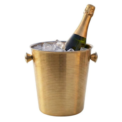 URBNLIVING 22cm Gold Stainless Steel Champagne Ice Bucket Ribbed Wine ...