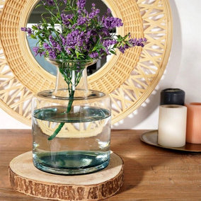 URBNLIVING 22cm Height Bottle Glass Wide Mouth Rounded Design Flowers Arrangements Vase