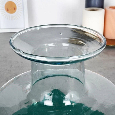 URBNLIVING 22cm Height Bottle Glass Wide Mouth Rounded Design Flowers Arrangements Vase - 3