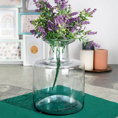 URBNLIVING 22cm Height Bottle Glass Wide Mouth Rounded Design Flowers Arrangements Vase - 4