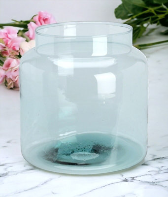URBNLIVING 23.5cm Height Clear Glass Wide Vase Home Decor & Wedding Table Centrepiece Flower Arrangement Vase