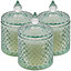 URBNLIVING 230g Set of 3 Fragranced Scented Wax Candle in Geo Glass Jar with Lid 35 Hour Burn Time Wick