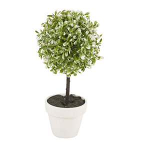 URBNLIVING 23cm Height Small Green Decorative Artificial Outdoor Ball Plant Tree Pot Colour