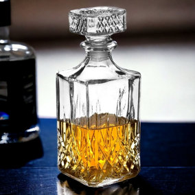 URBNLIVING 23cm Height Whiskey Wine Brandy Bourbon Liqueur Decanter Square Glass Bottle