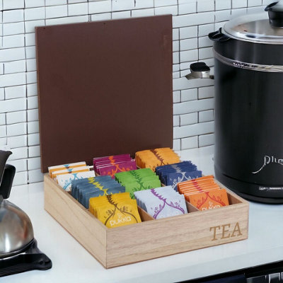 URBNLIVING 24.5cm Width 9 Section-Chocolate Compartment Wooden Tea ...