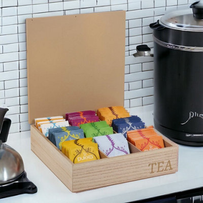 URBNLIVING 24.5cm Width 9 Section-Mocca Compartment Wooden Tea Storage ...
