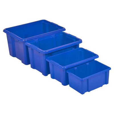 Shop URBNLIVING 24 Litre Blue Plastic Home Storage Stackable Container ...