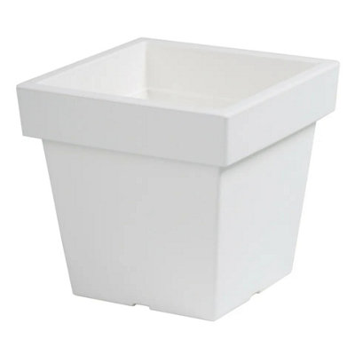 URBNLIVING 240mm White Plastic Flower Plant Garden Indoor Outdoor Herb Planter Pots Patio Square Low