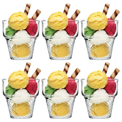 URBNLIVING 245ml Glass Dessert Mini Cornet Ice Cream Cup Set of 6