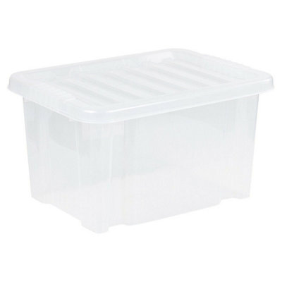 URBNLIVING 24L Plastic Storage Boxes Clear Lid Quality Stackable ...