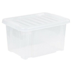 URBNLIVING 24L Plastic Storage Boxes Clear Lid Quality Stackable Container Lightweight Nesting