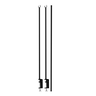 URBNLIVING 250cm Metal Over Table Hanging Decoration Black Display Rod Rail Pole With Clamp