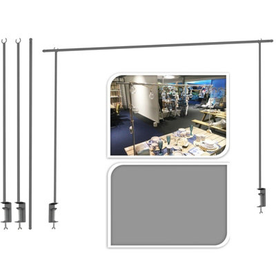 URBNLIVING 250cm Metal Over Table Hanging Decoration Grey Display Rod ...