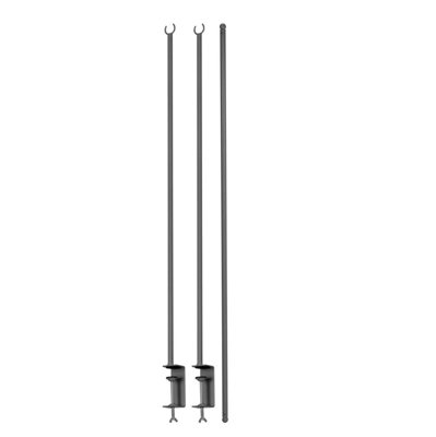 URBNLIVING 250cm Metal Over Table Hanging Decoration Silver Display Rod Rail Pole With Clamp