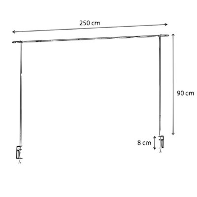 URBNLIVING 250cm Metal Over Table Hanging Decoration White Display Rod Rail Pole With Clamp