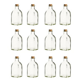 URBNLIVING 250ml 12pcs Glass Storage Bottle Jars Vials Cork Stopper Lid Kitchen Cruet Food Set