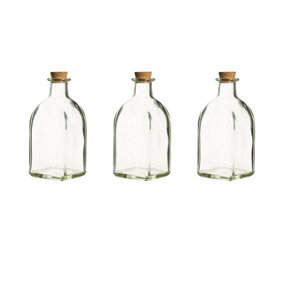 URBNLIVING 250ml 3pcs Glass Storage Bottle Jars Vials Cork Stopper Lid Kitchen Cruet Food Set