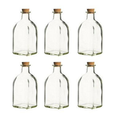 URBNLIVING 250ml 6pcs Glass Storage Bottle Jars Vials Cork Stopper Lid Kitchen Cruet Food Set
