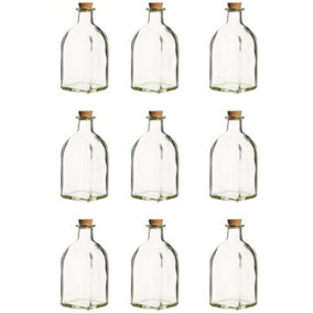 URBNLIVING 250ml 9pcs Glass Storage Bottle Jars Vials Cork Stopper Lid Kitchen Cruet Food Set